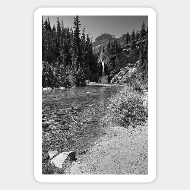 Glacier National Park Stream in the Mountains Sticker by StonePics